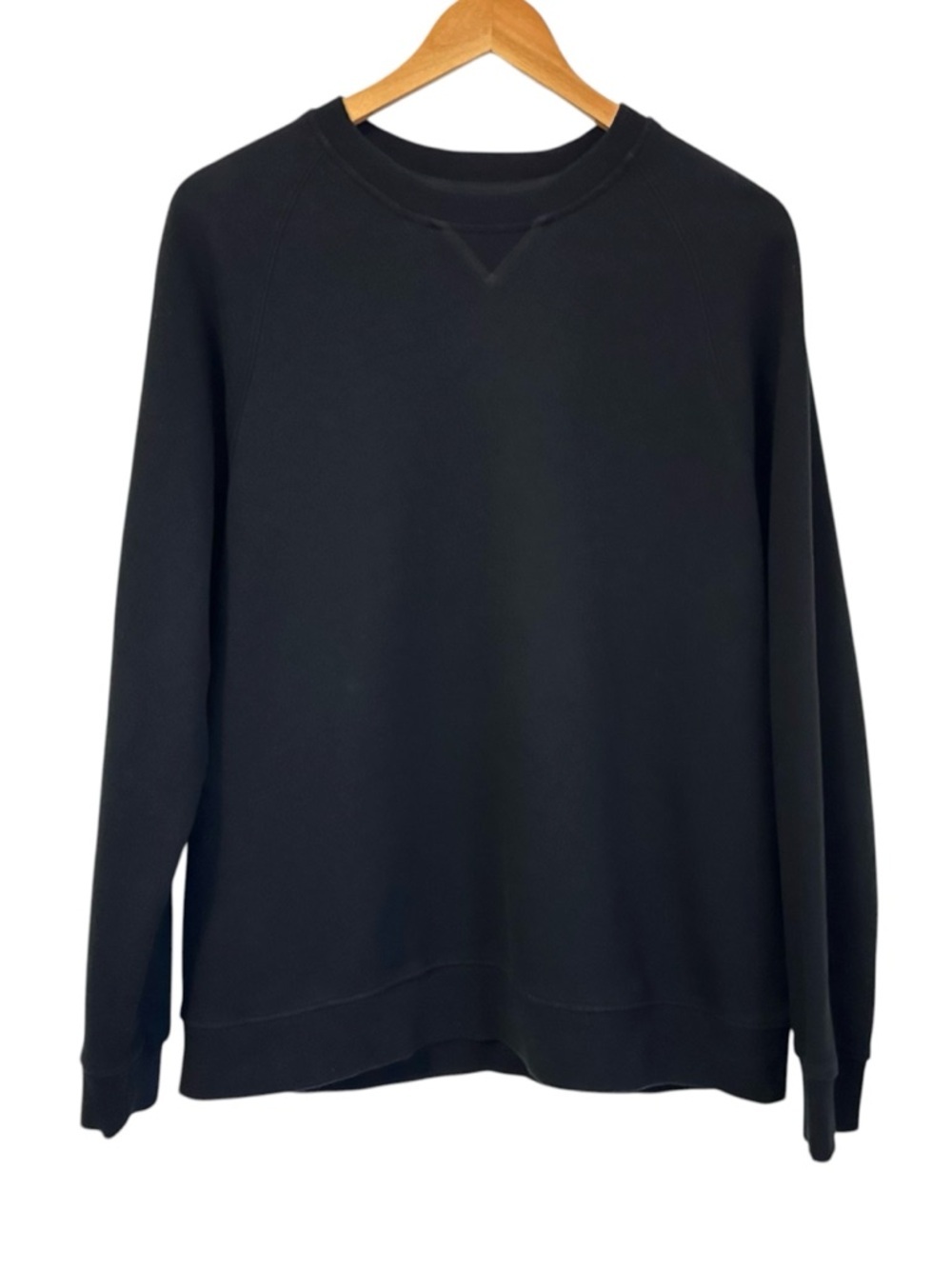 NAADAM Mens Cotton Cashmere Sweatshirt Sz Large Black French Terry Crew Neck
